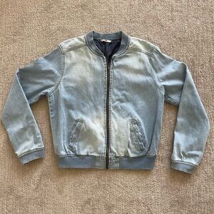 Light Blue Denim Bomber Jacket